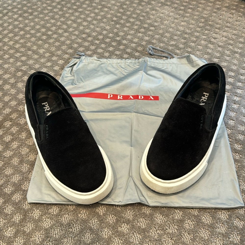 Prada slip on suede slight platform sneaker size 6.